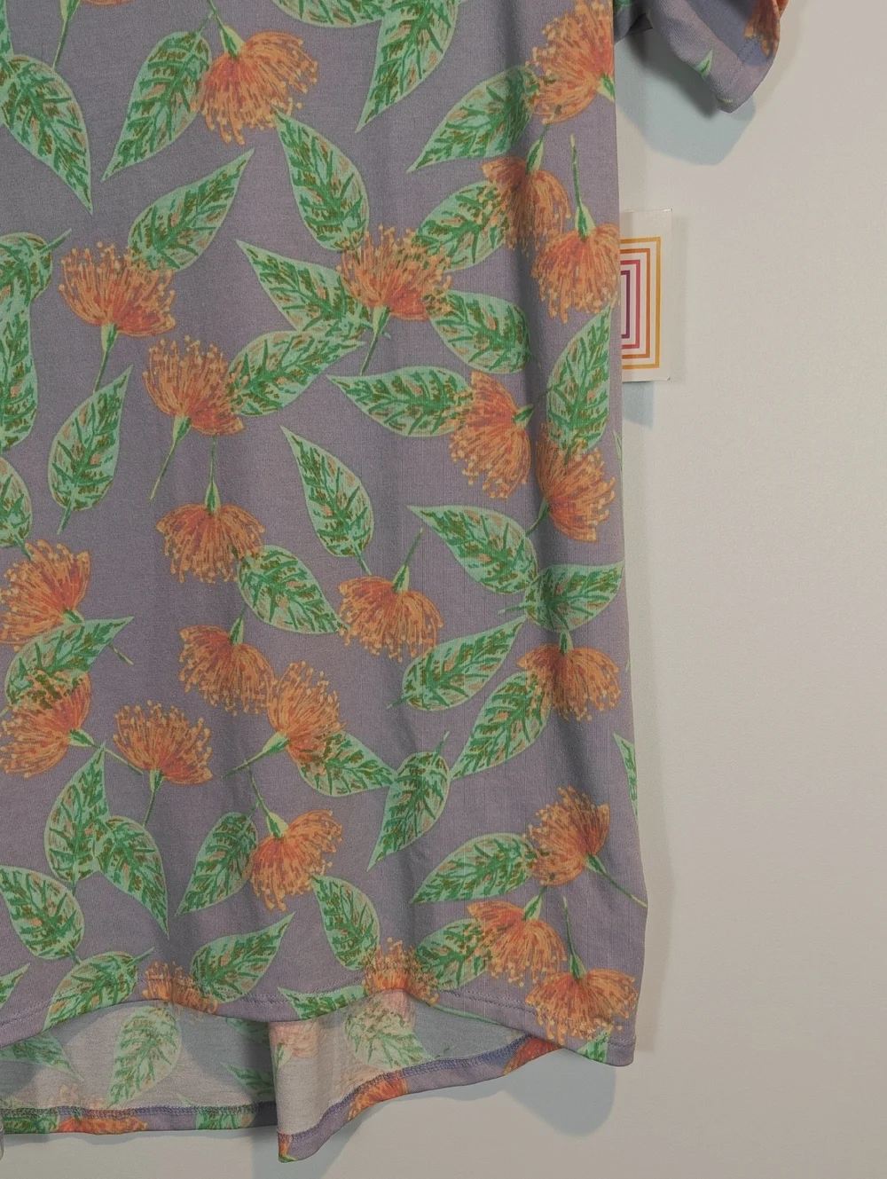 Lularoe NWT Gracie Girls Floral Short Sleeve Tee  Purple, Orange & Green Size 14
